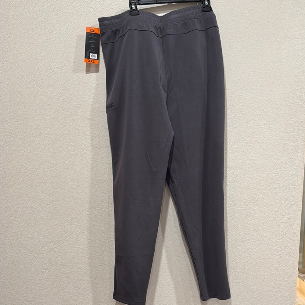 Gray Slim-Fit Sweatpants with Tapered Legs - Picture 8 of 10